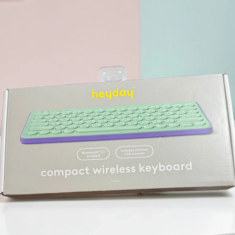 heyday Compact Wireless Keyboard Spring Teal Purple Bluetooth 5.1 NEW